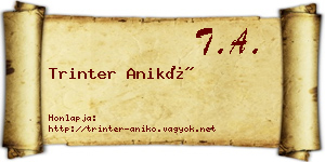 Trinter Anikó névjegykártya